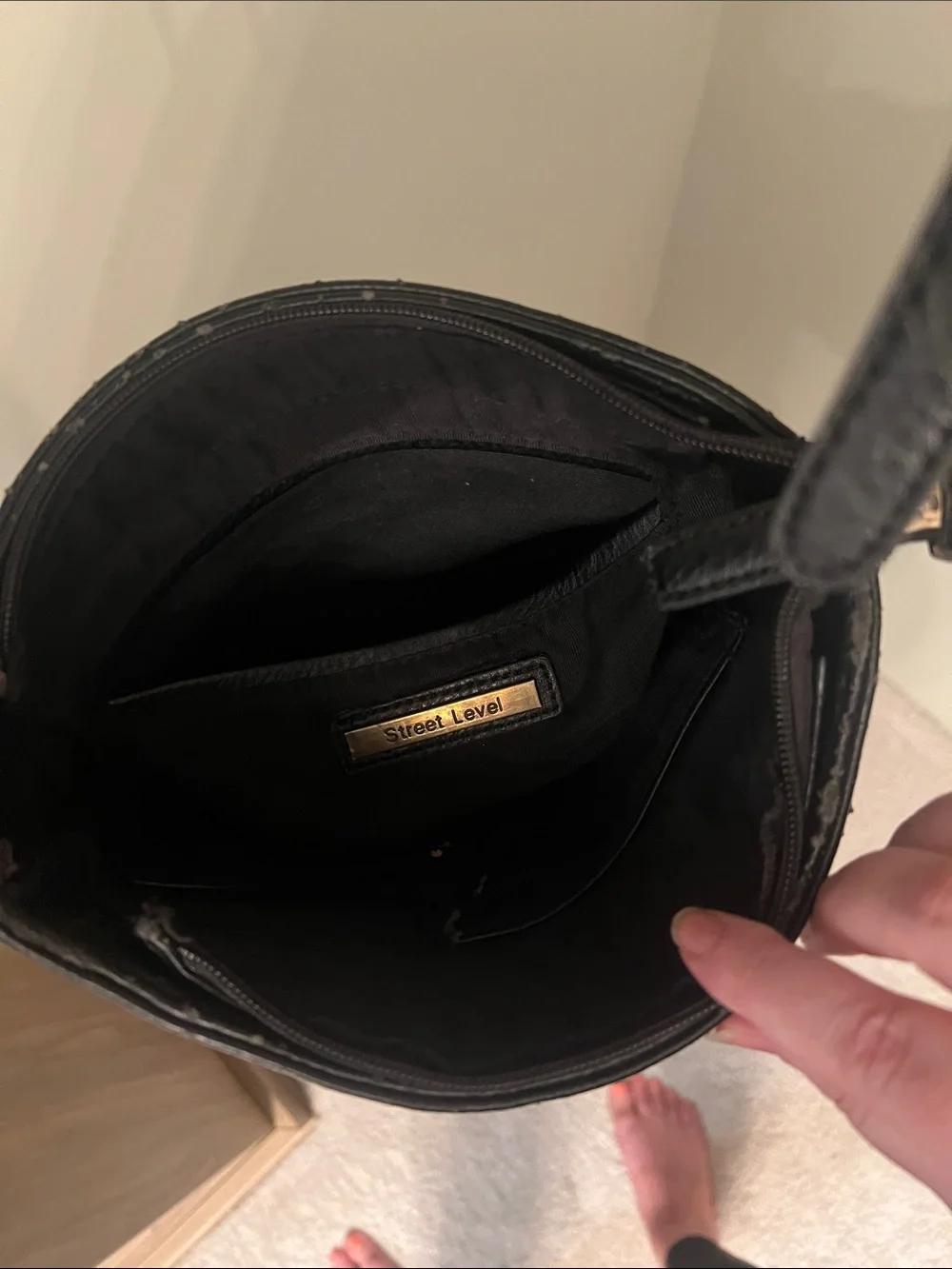 Black Fringe Crossbody Bag with Adjustable Strap